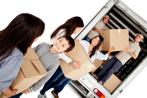 Removal van and moving crew prepared for a Hampstead home move