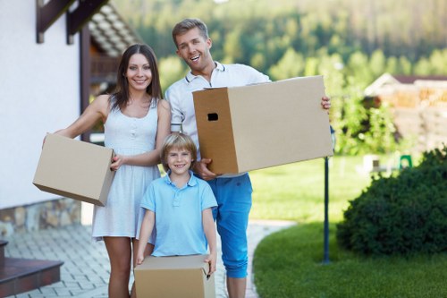 Movers preparing a Hampstead home move near period properties