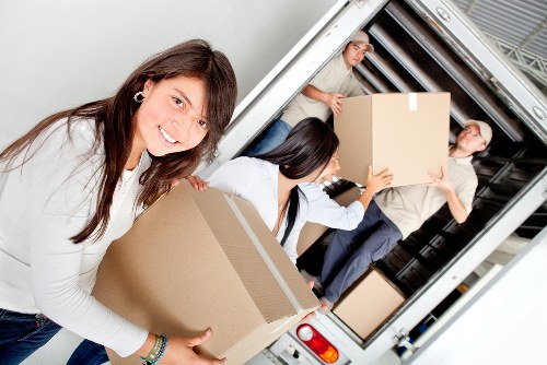 Household belongings being loaded for a Hampstead move